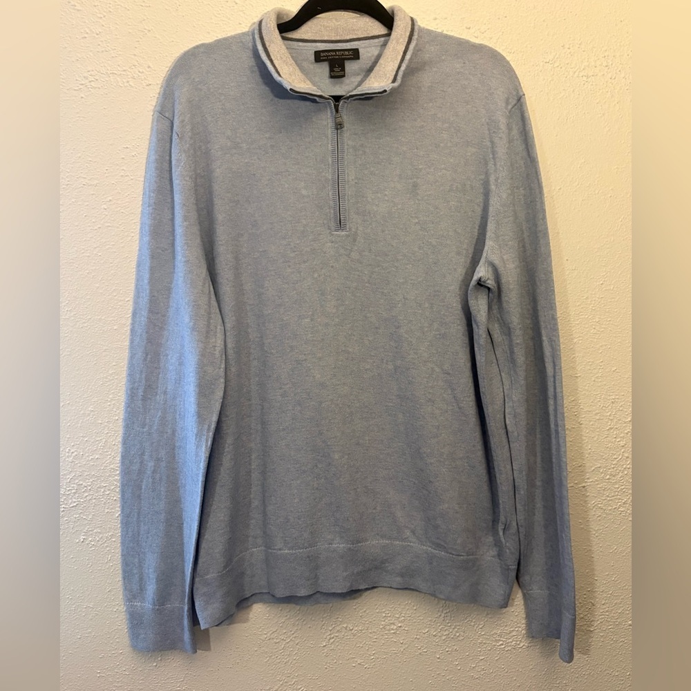 Banana Republic Men’s 1/4 Zip Sweater Large Cashmere Pima Cotton Long Sleeve